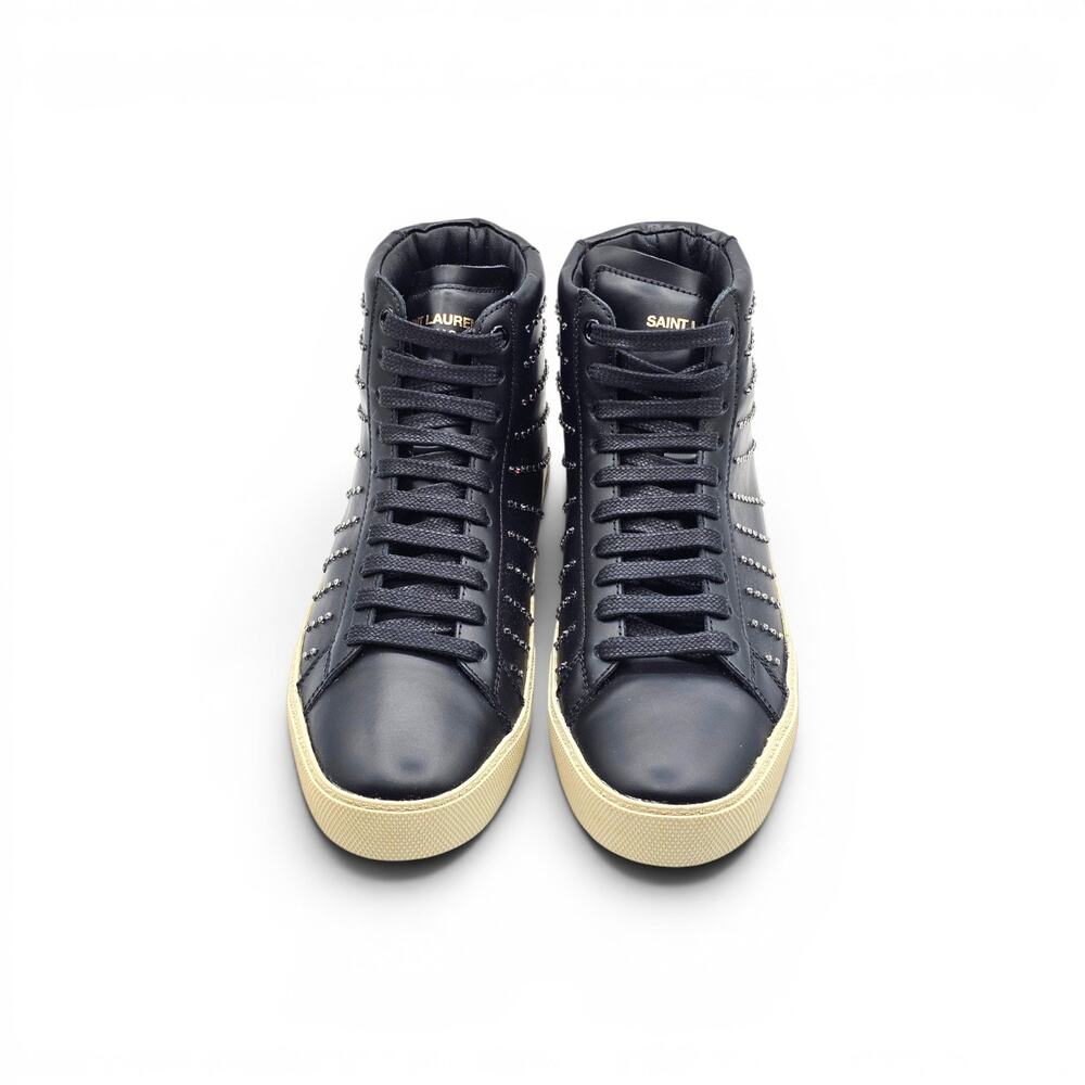 Saint Laurent Court Hi Top Women's Sneakers Studded Black SL/06M - Picture 4 of 9